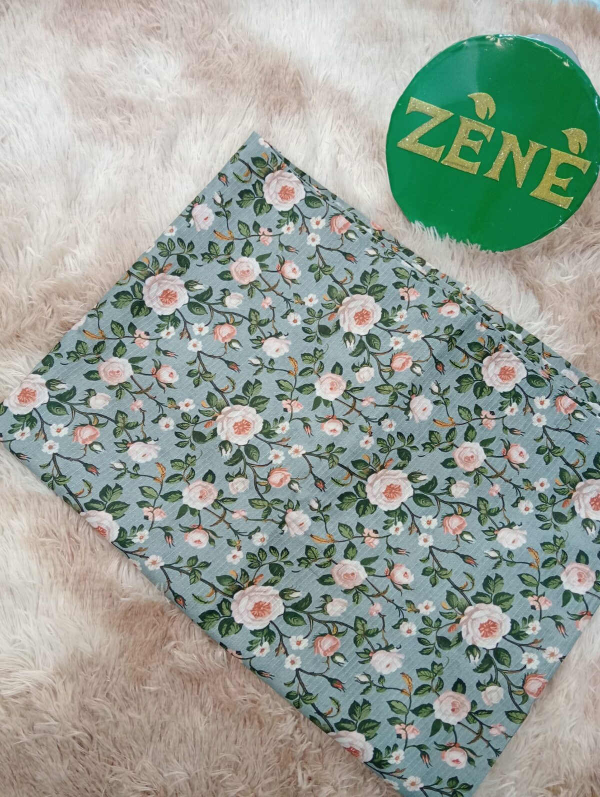 Gray Green with folowers Bana Dora Lawn 2-piece unstitch suit