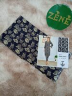 Black with folowers Bana Dora Lawn 2-piece unstitch suit
