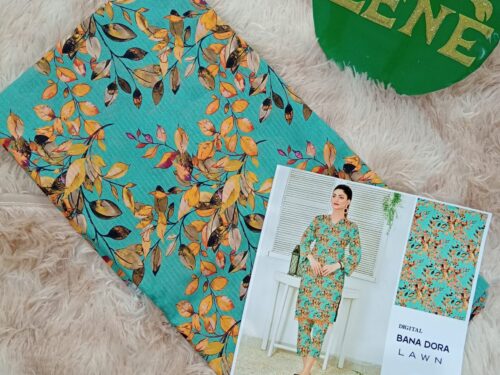 Sky blue with folowers Bana Dora Lawn 2-piece unstitch suit