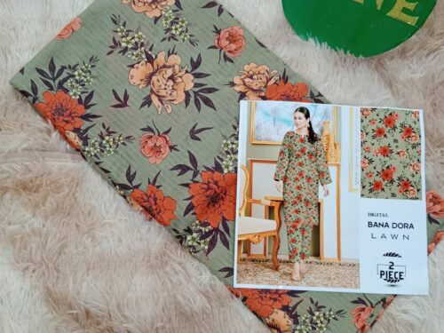 gray colorfull Bana Dora Lawn 2-piece unstitch suit