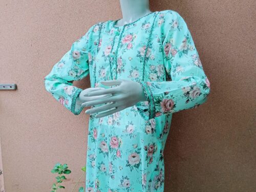 Zene skyblue lawn stitch kurta