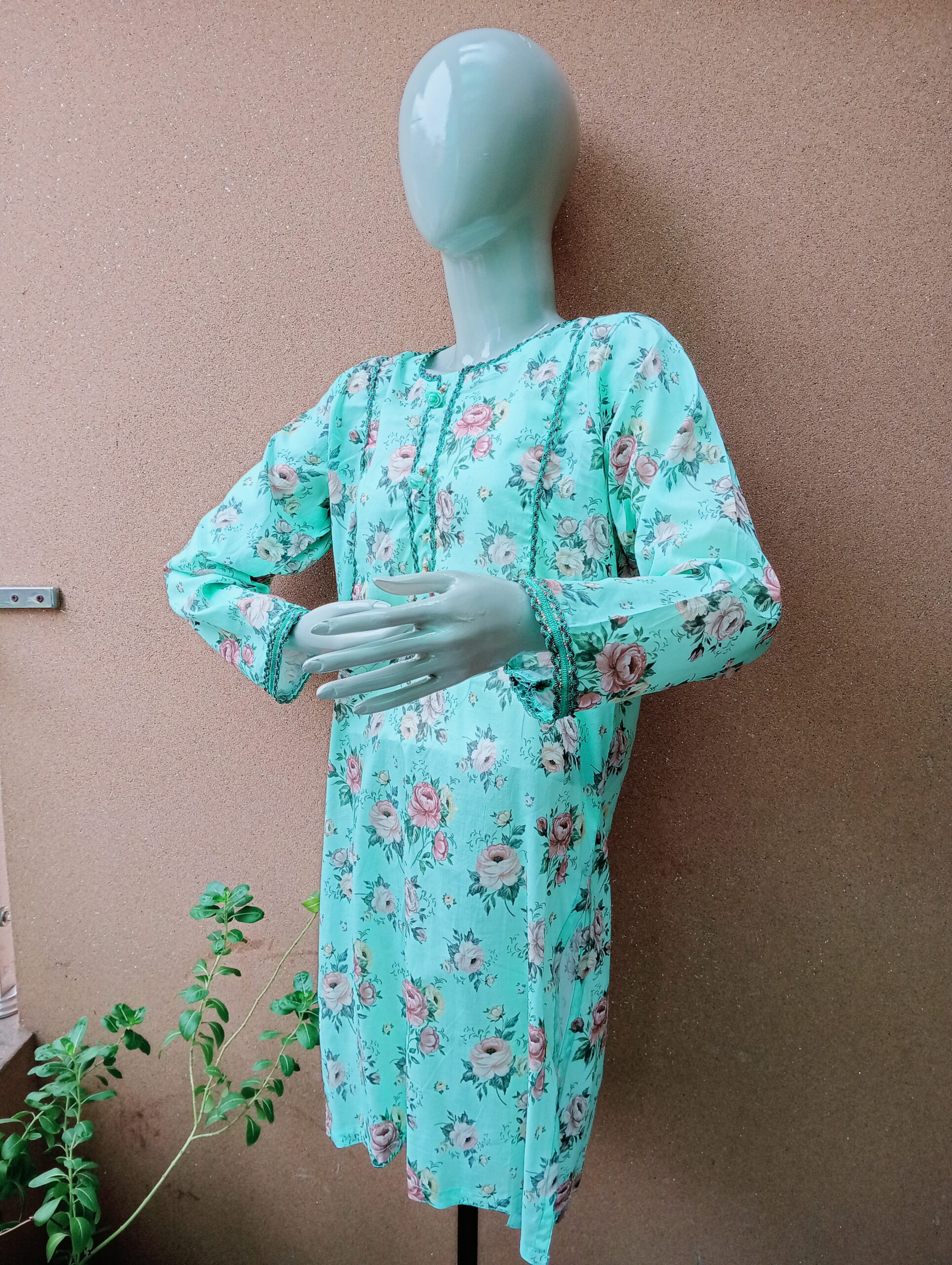 Zene skyblue lawn stitch kurta