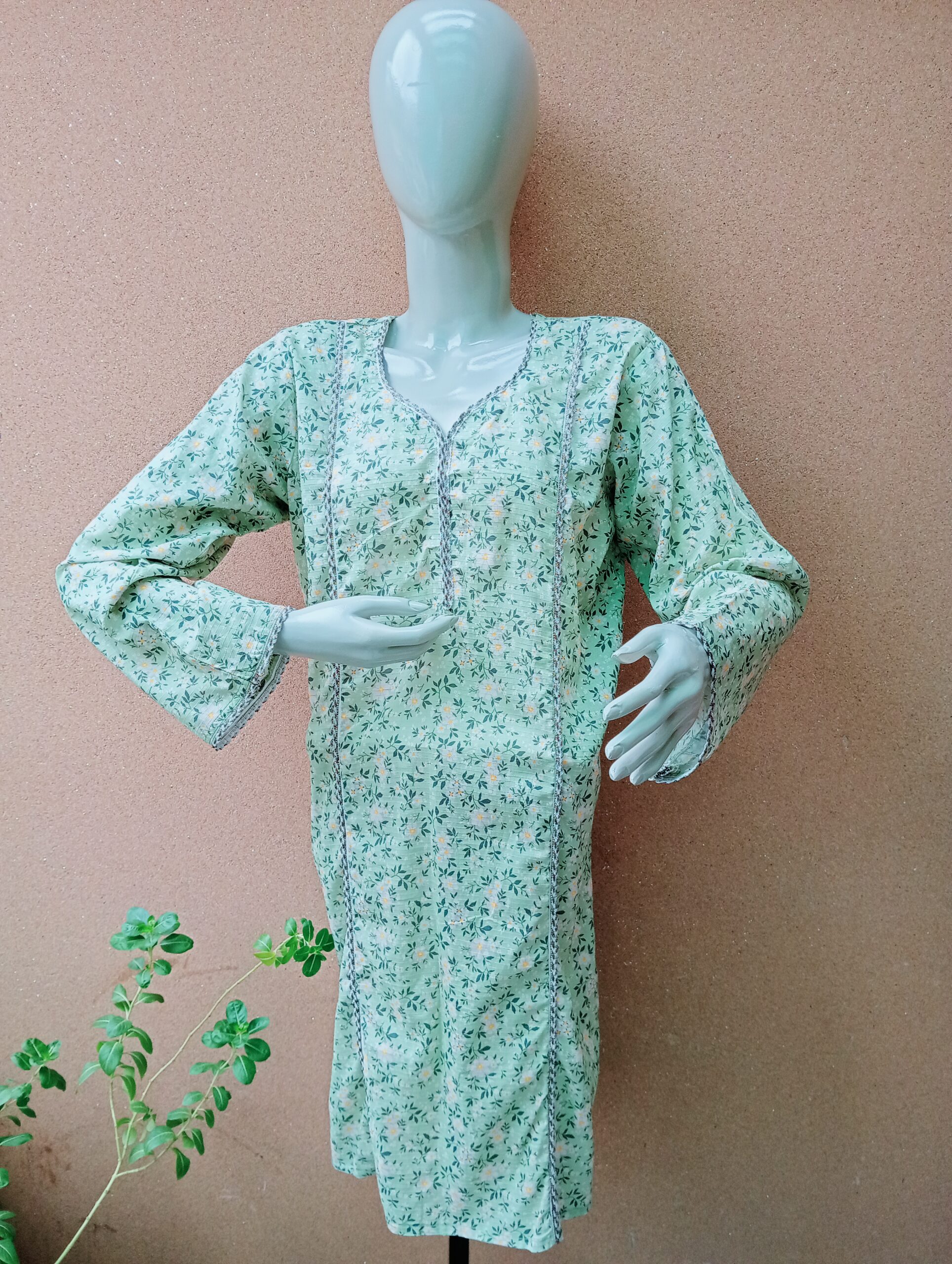 light green stitch lawn kurta