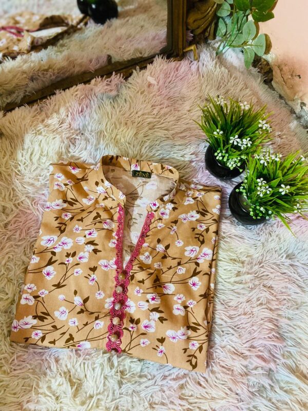 Skin and Pink lilen Kurta