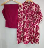 2 piece pink frock dress with plain trouser