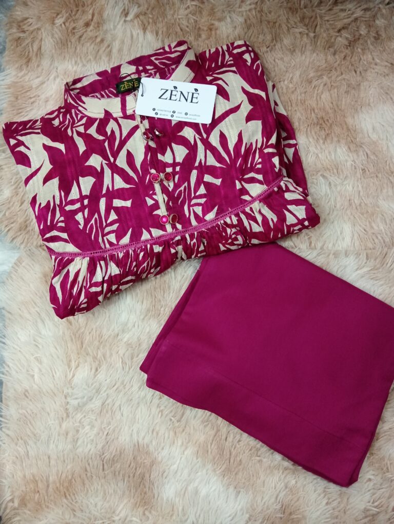 2 piece pink frock dress with plain trouser