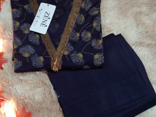 2 piece blue dress with flower full shirt