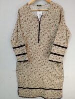 black and printed 3 piece stitched dress with plain dopata