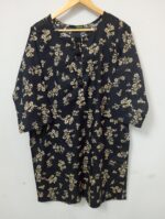 black Kurta with Skin flowers
