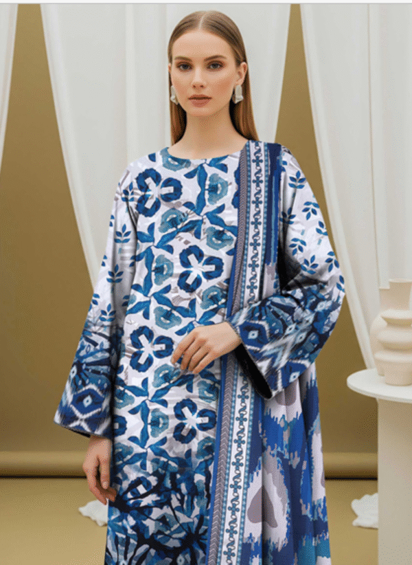 Blue White Omang Lilen 3 Piece