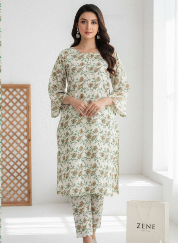 Skin with yellow flowers 2 Piece Khaddar